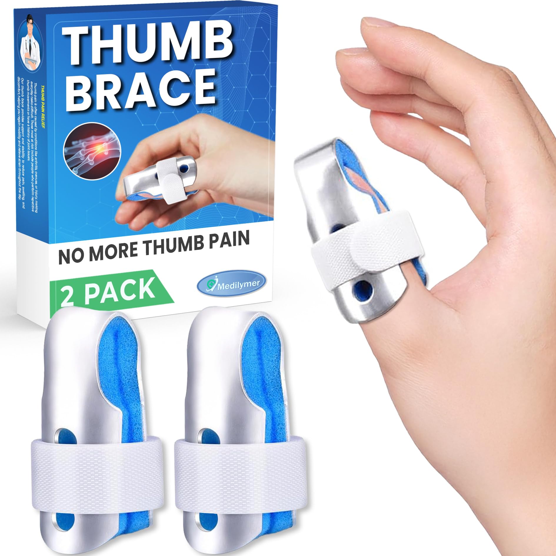 Thumb Brace 2 Pack Trigger Thumb Splint Thumb Splint for Pain Relief Thumb Stabilizer Thumb Brace Right Hand
