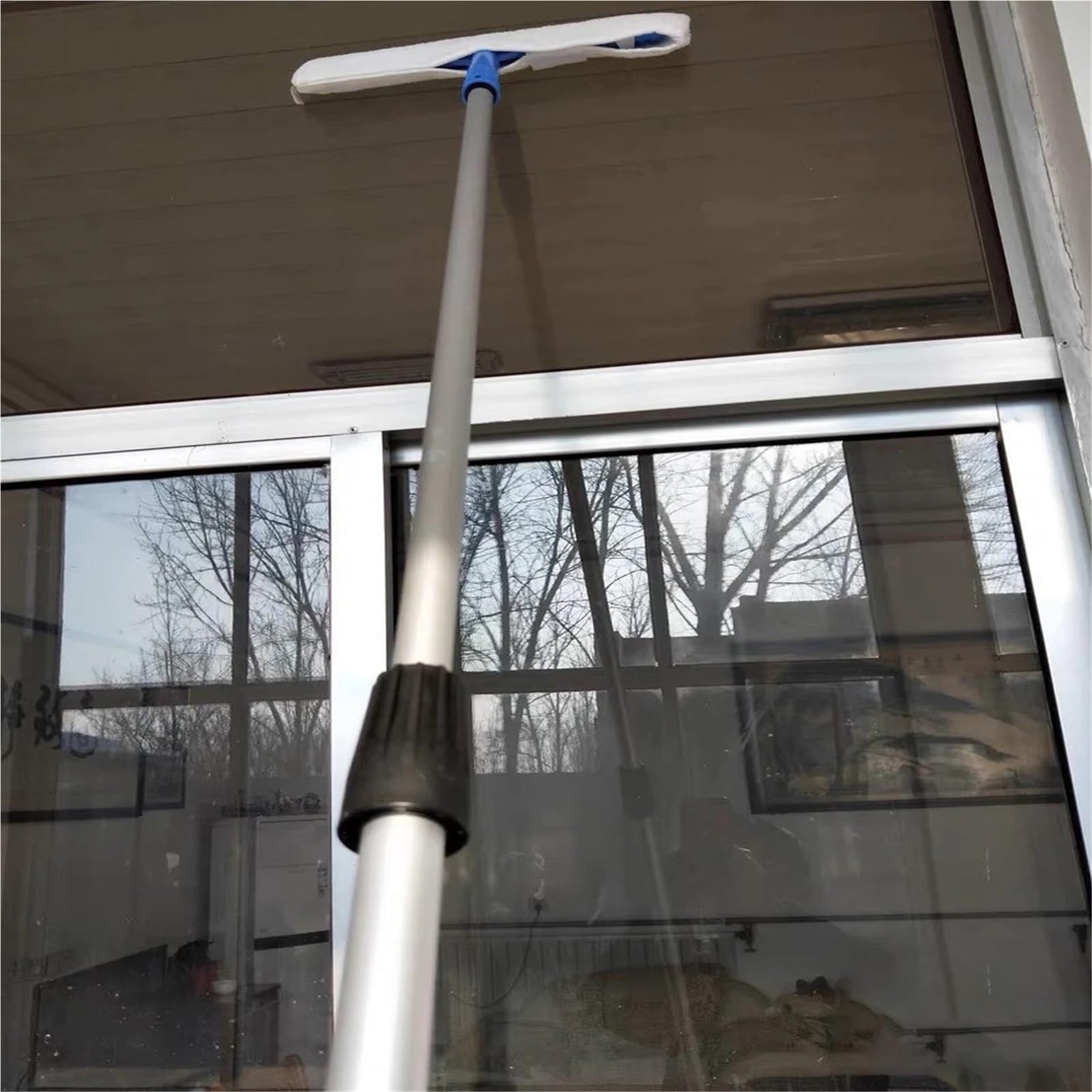 Generico Spazzola per la Pulizia del Vetro, Kit con Asta telescopica per Uso Domestico, Spazzola Rotante a Pannello Solare, Asta telescopica per la Pulizia delle finestre (10-6 m) per superfici in ve