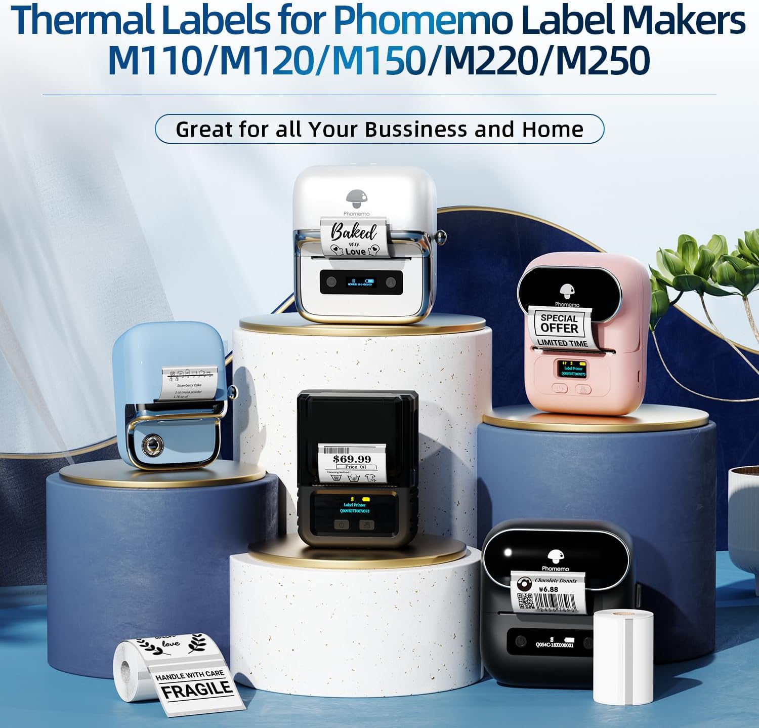 Phomemo Transparent Thermal Labels, 1.57" x 2.36" (40x60mm), Self-Adhesive Thermal Printer Paper, 130 Labels/Roll, for Phomemo M110/M220/M120/M150/M250 Label Printer, Clear - Image 3