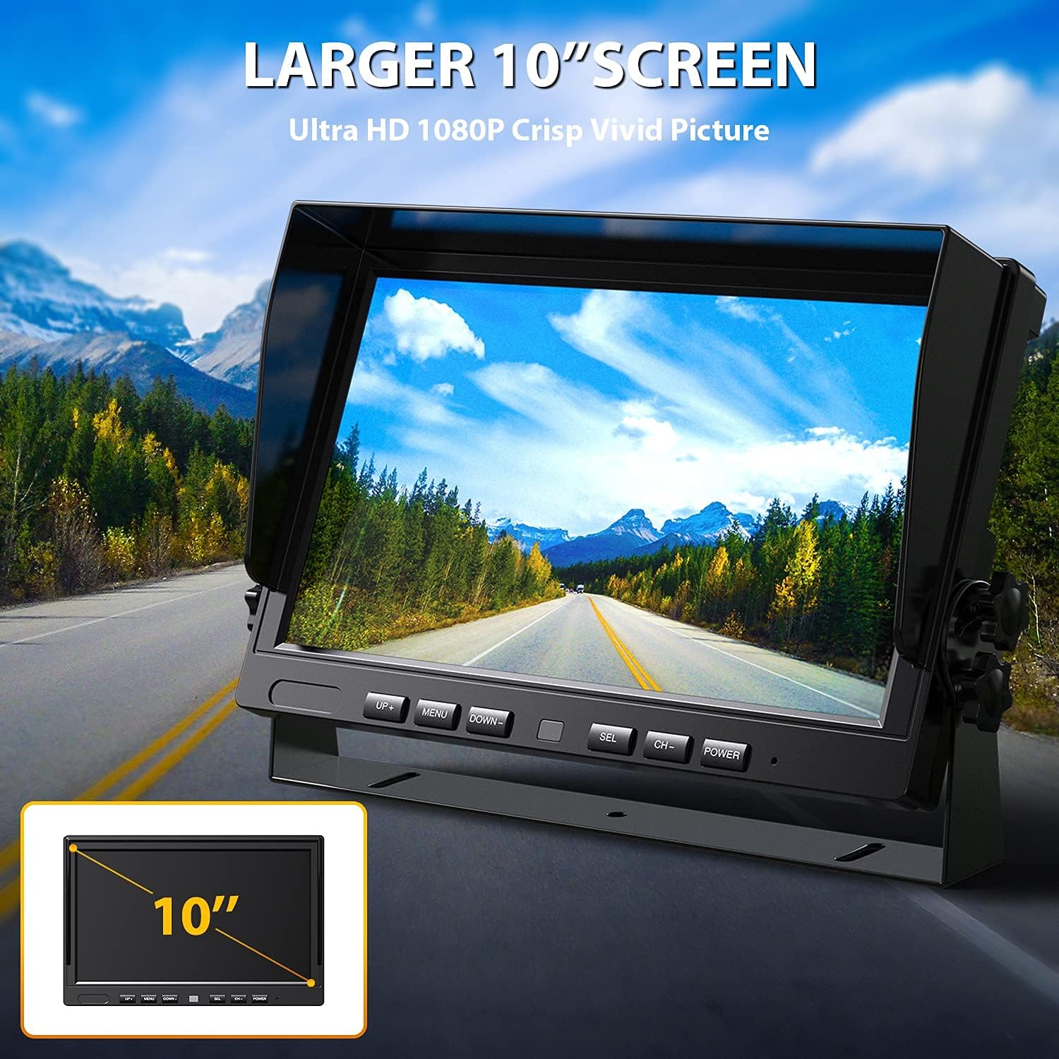 Blасk Frіdау - 40% оƒƒ Xroose 10 Large Backup Camera Monitor System, HD 1080P, IP69 Waterproof, Stability Recording, Parking Lines Guiding to Reverse for Trailer/Truck/Tractor/Box Truck/Motorhome/RV (C102)