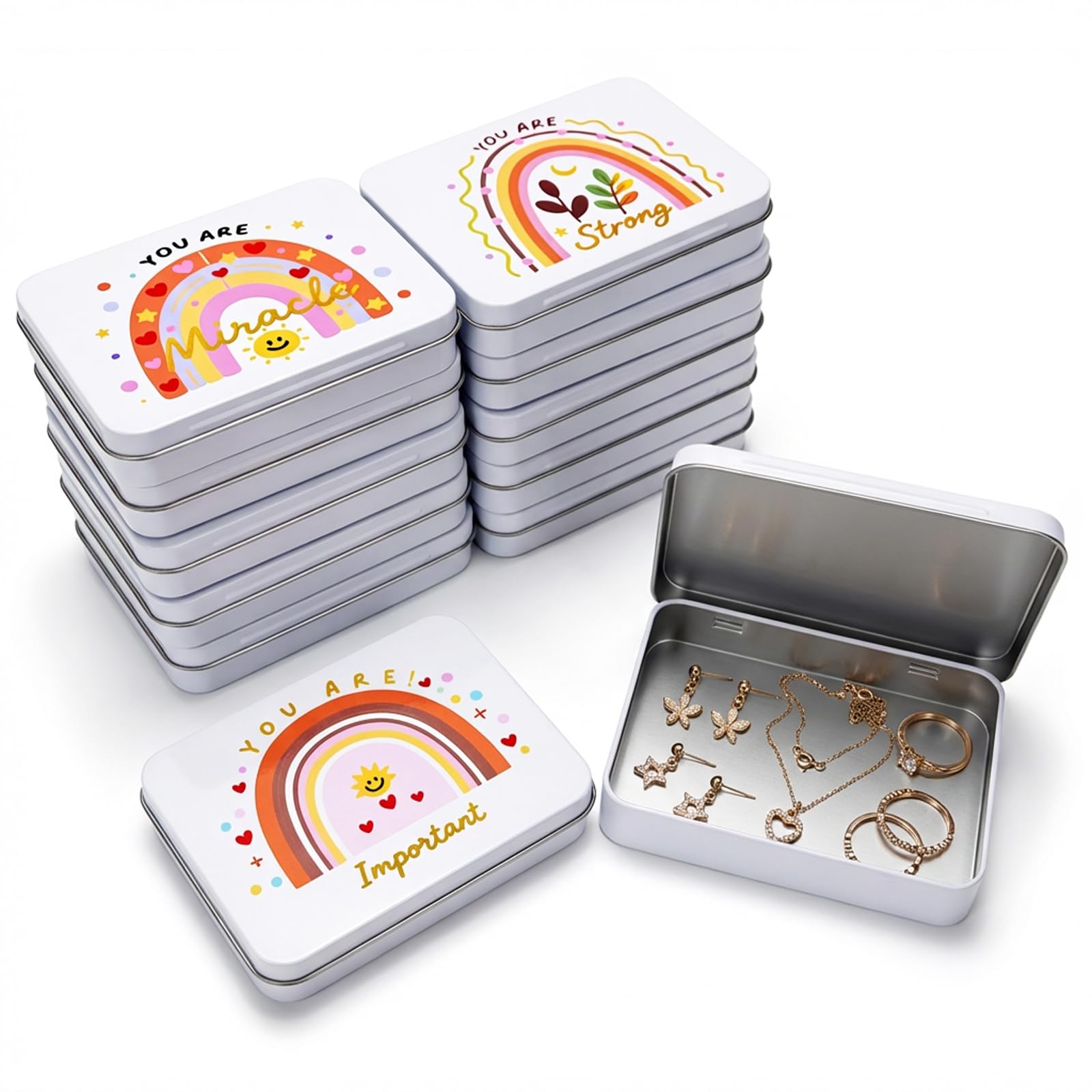 Boîtes de rangement en métal solides de format rectangulaire pour petits objets précieux