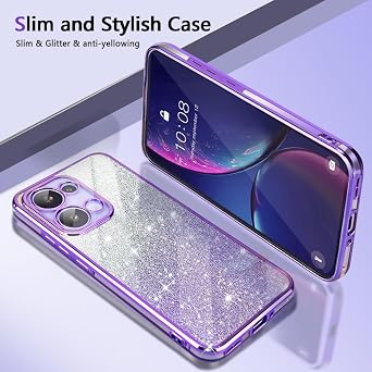 Case for Honor 200 Lite 5G / Honor200 Lite 5G, Transparent Protective Cover with Gradient Glitter, Soft and Beautiful Bumper Shell, Stylish Shockproof Cover. Purple