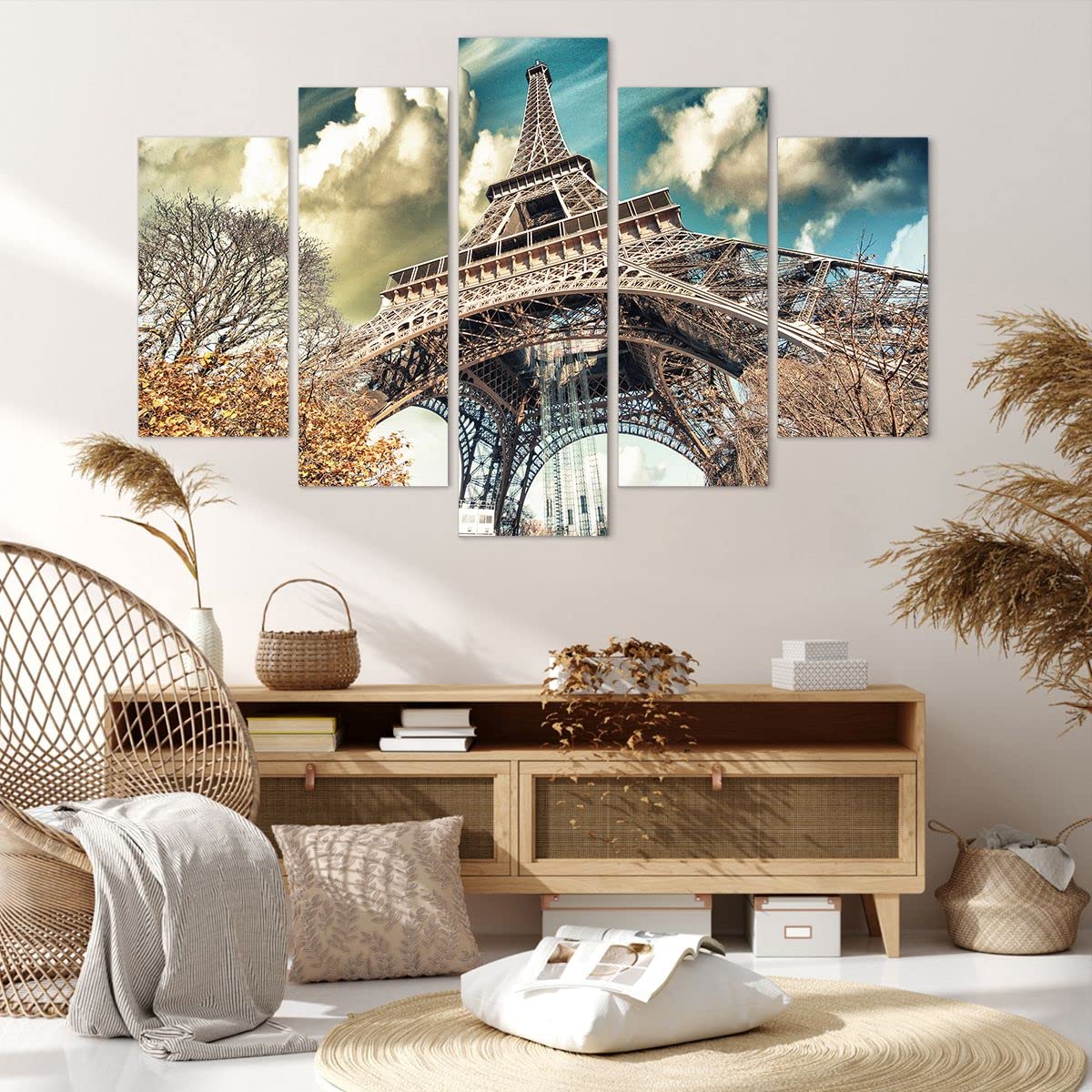 Cuadro Decorativo 150x100cm Moderno Tríptico Arquitectura Ciudades - 2489 | Eiffel Ingeniería Europa Cuadro sobre Lienzo Grande Arte mural Decoración del Hogar Salón Dormitorio Oficina Cuadros de Pared