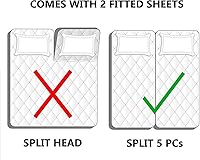 Vista 3 de 5PCs Ivory Split Queen Sheets Sets for Adjustable Beds - Queen Split Sheet Set- 800 Thread Count 100% Egyptian Cotton - Fits Mattress 15" Deep