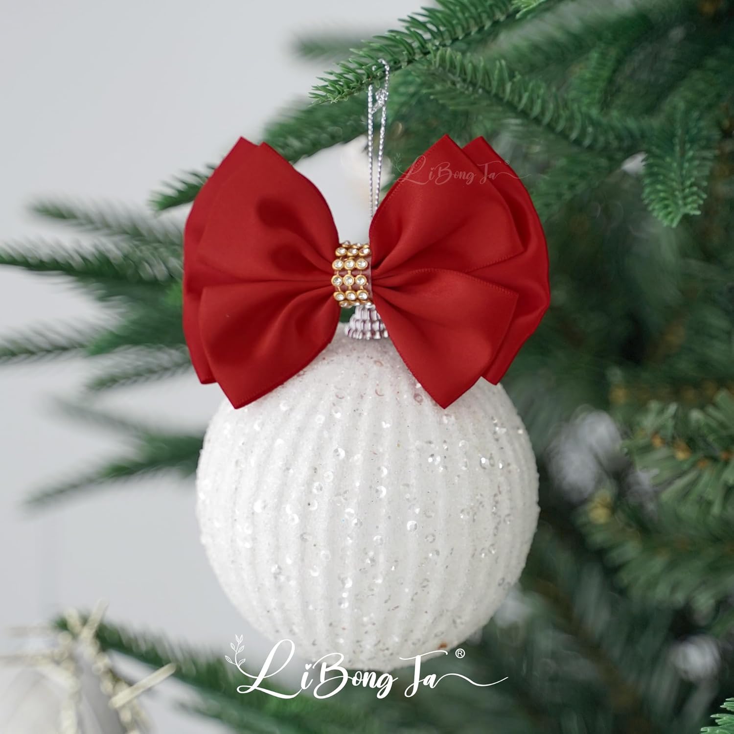 Red Bows 4'' Premade Satin Ribbon Bow, Red Gift Bows with Rhinestone, Wrapping Bows for Presents, Greeting Cards, Treat Bags, Wine Bottles, Valentines Bows for Gift Wrapping-12 Counts - Image 6