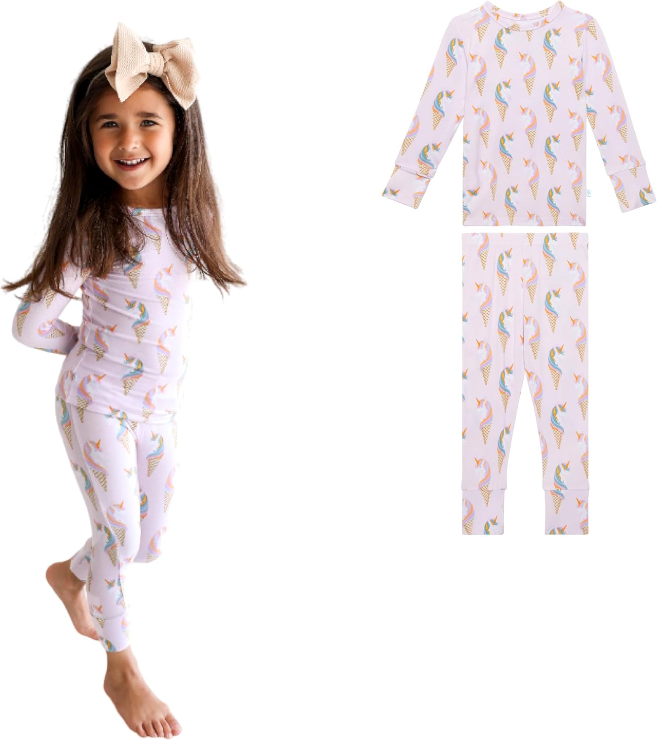 Posh Peanut Girls Pajamas - Soft, Viscose from Bamboo PJs for Kids - Matching, Long Sleeve Toddler Pajamas for Girls