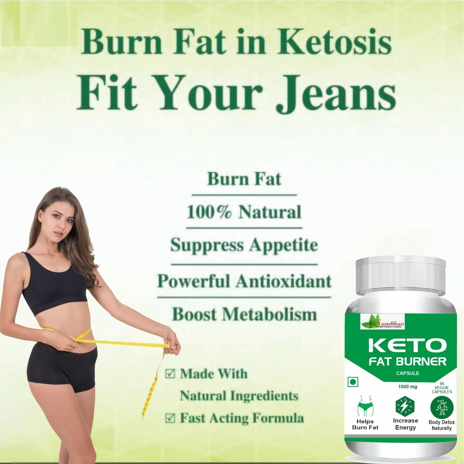 Sambhav Keto Fat Burner Capsules, 1000mg, Green Coffee Extract, Garcinia Cambogia, Green Tea Extract, Weight Management & Metabolism Support, 60 Capsules (n) — Amazon image 6