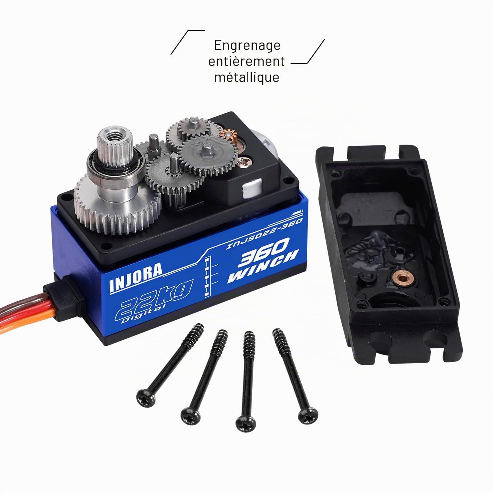 INJORA INJS022-360 Servo Numérique 22KG 360° pour Crawler RC 1/10