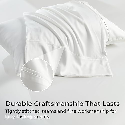 Miniatura 8 de GOKOTTA Juego de 2 fundas de almohada 100% rayón hechas de bambú, tamaño Queen, reversibles y con cierre de sobre para personas que duermen con