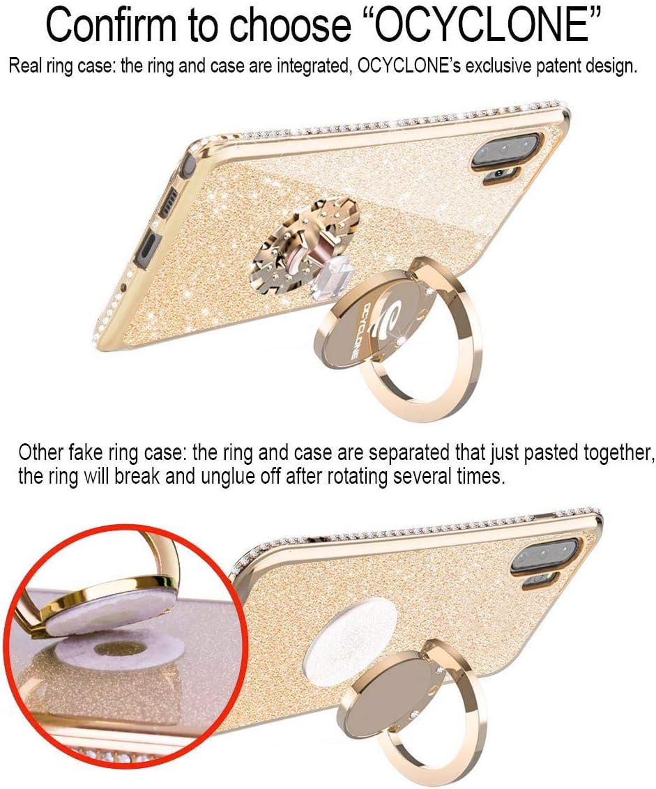 Galaxy Note 10 Plus/Note 10 Plus 5G Case, Glitter Luxury Cute Phone Case for Women Girls with Kickstand, Bling Diamond Rhinestone Bumper with Ring Stand for Samsung Galaxy Note 10 Plus 5G - Gold