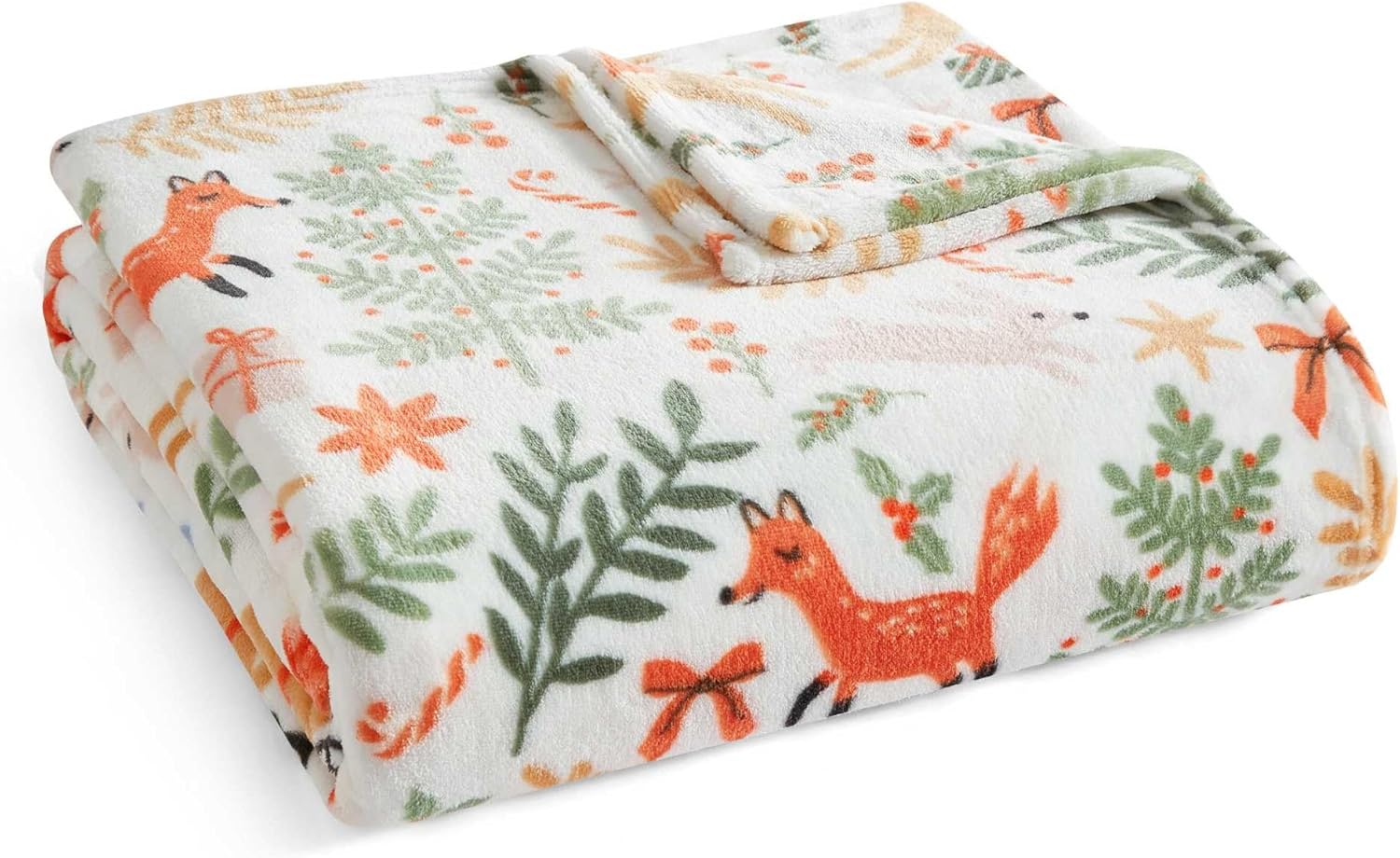 Martha Stewart - Blanket, Incredibly Soft Throw Blanket for Couch or Bed, Printed Plush & Oversized Bedding (Holiday Woodland White, 60" x 70") - Image 2