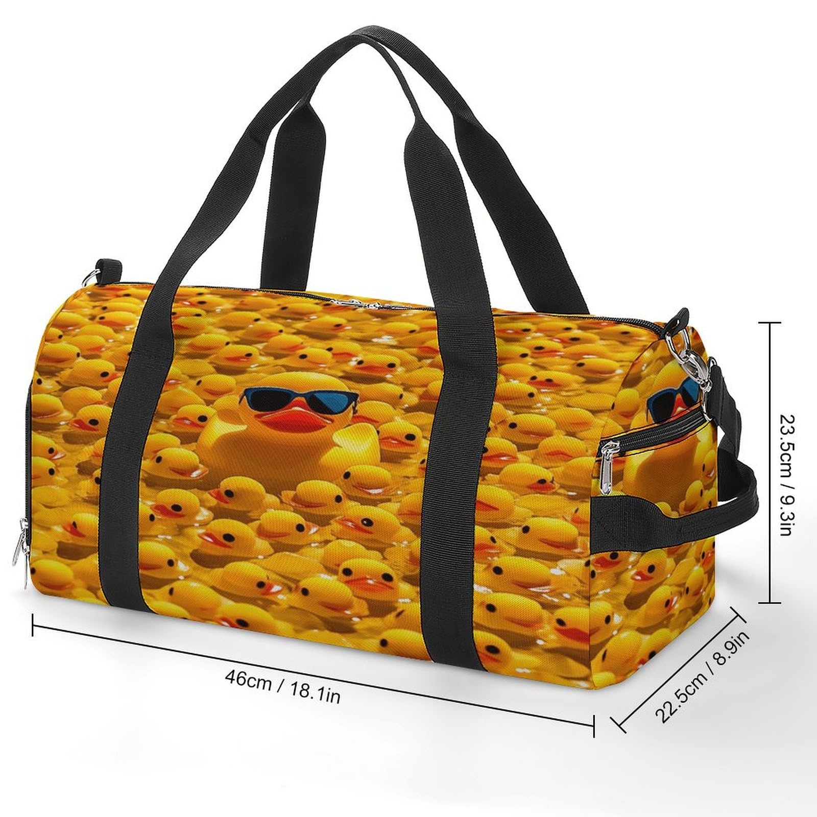 Turnbeutel für Damen und Herren, gelbe Gummi-Ente mit Sonnenbrillen-Druck, Turnbeutel, wiederverwendbarer Turnbeutel, Turnbeutel mit Schuhfach, Stil, Einheitsgröße, modern, Stil:, Einheitsgröße,