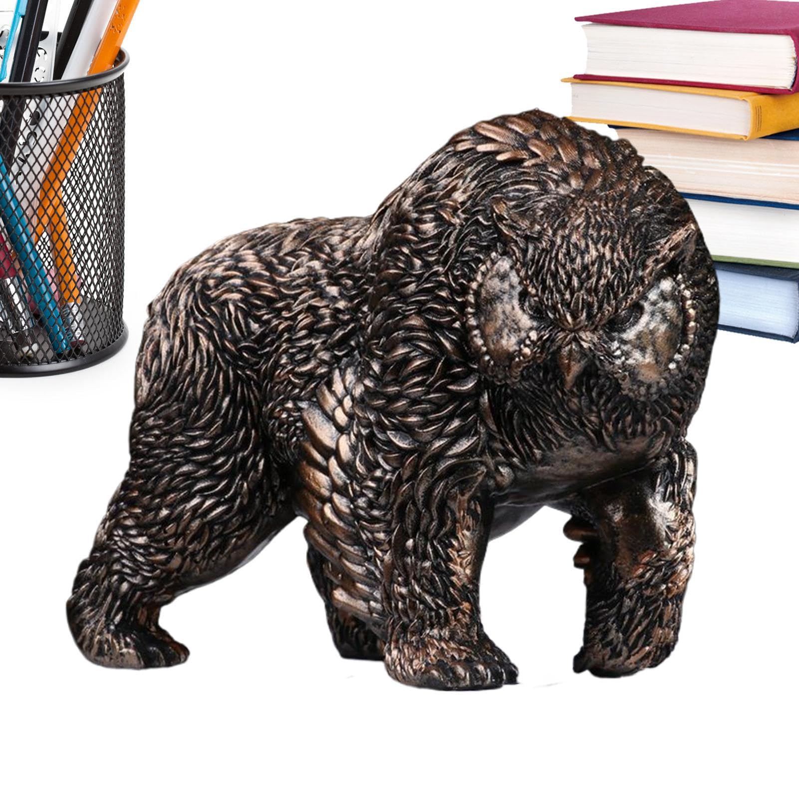 Sculpture moderne en résine d'ours de collection pour intérieur et jardin