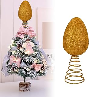 Easter Egg Tree Topper Gold 2025 Elegant Spiral Base Egg-Shaped Decoration for Easter Tree, Table, Festive Home Decor - Creative Idea (Gold)