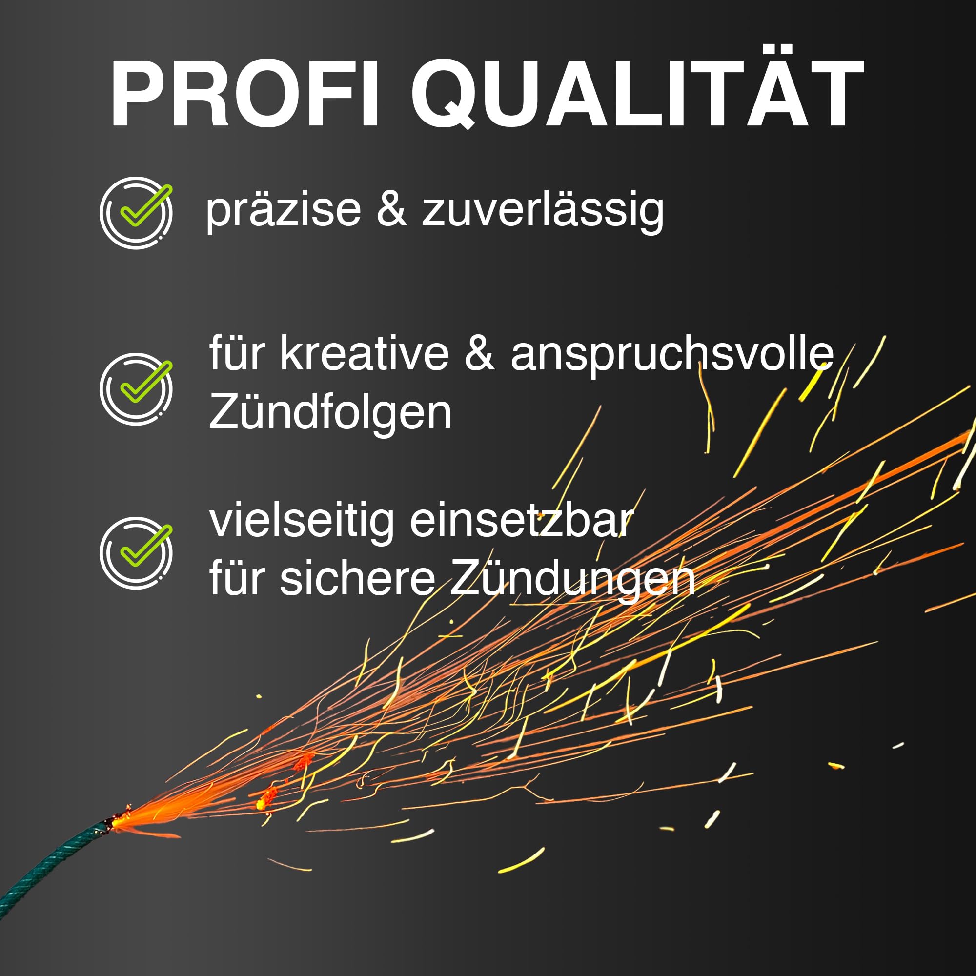 h2i Zündschnur | 10 m | Ø 2,0 mm | +/- 90 s/m | Anzündlitze Grüne Visco ideal für Pyrotechnik, Feuerwerk & Outdoor-Effekte | Sicherheit & Zuverlässigkeit | Flexibel zuschneidbar