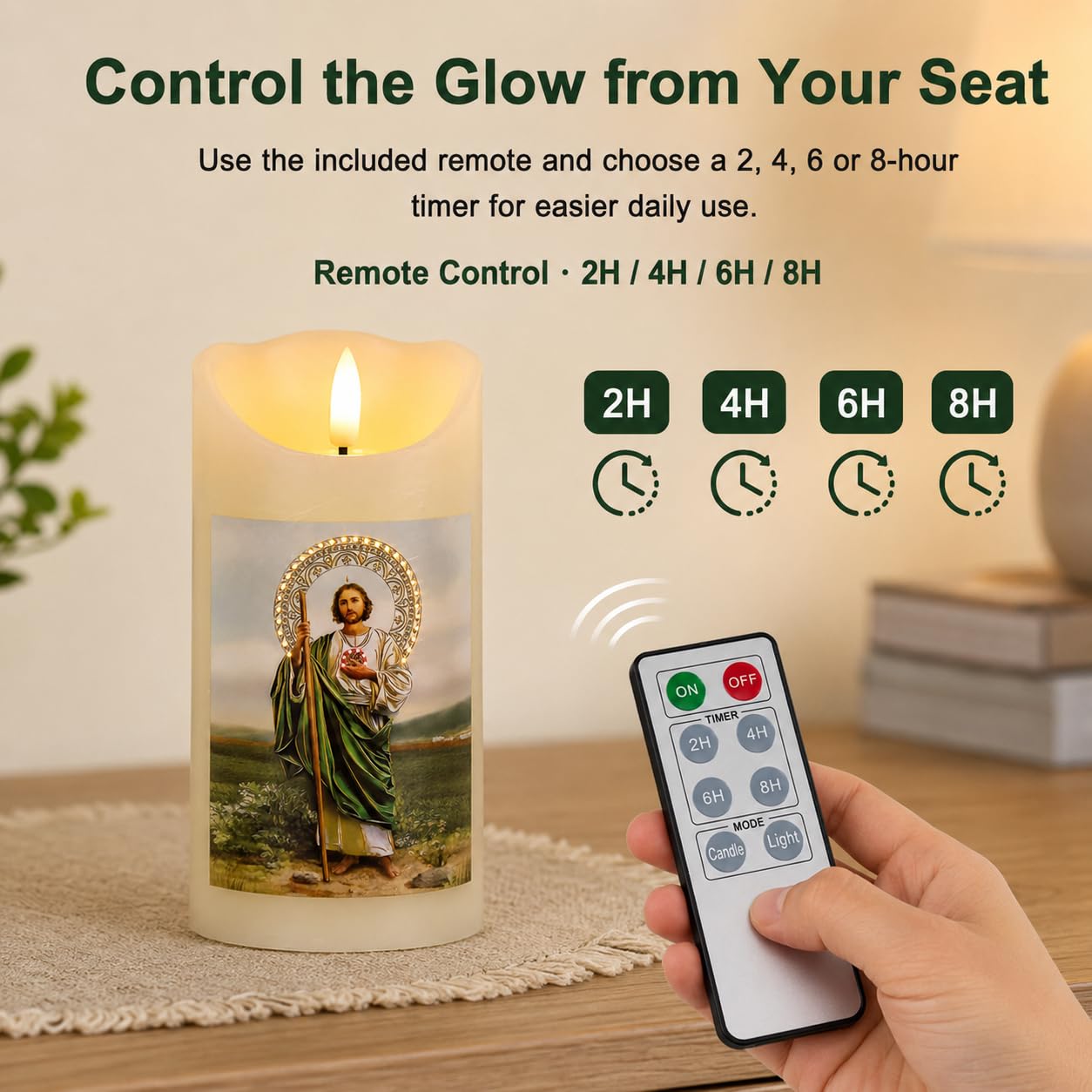 Vela de oración de santo, vela LED para oración, conmemorativa, decoración