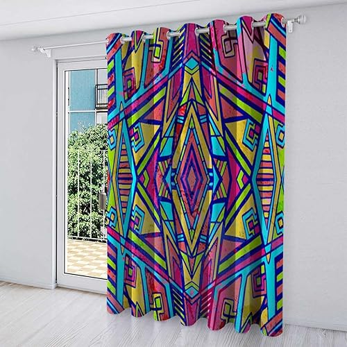 Miniatura 2 de Cortinas abstractas con textura retro, cortinas opacas para decoración de interiores, 1 panel, 51 pulgadas de ancho x 63 pulgadas de alto
