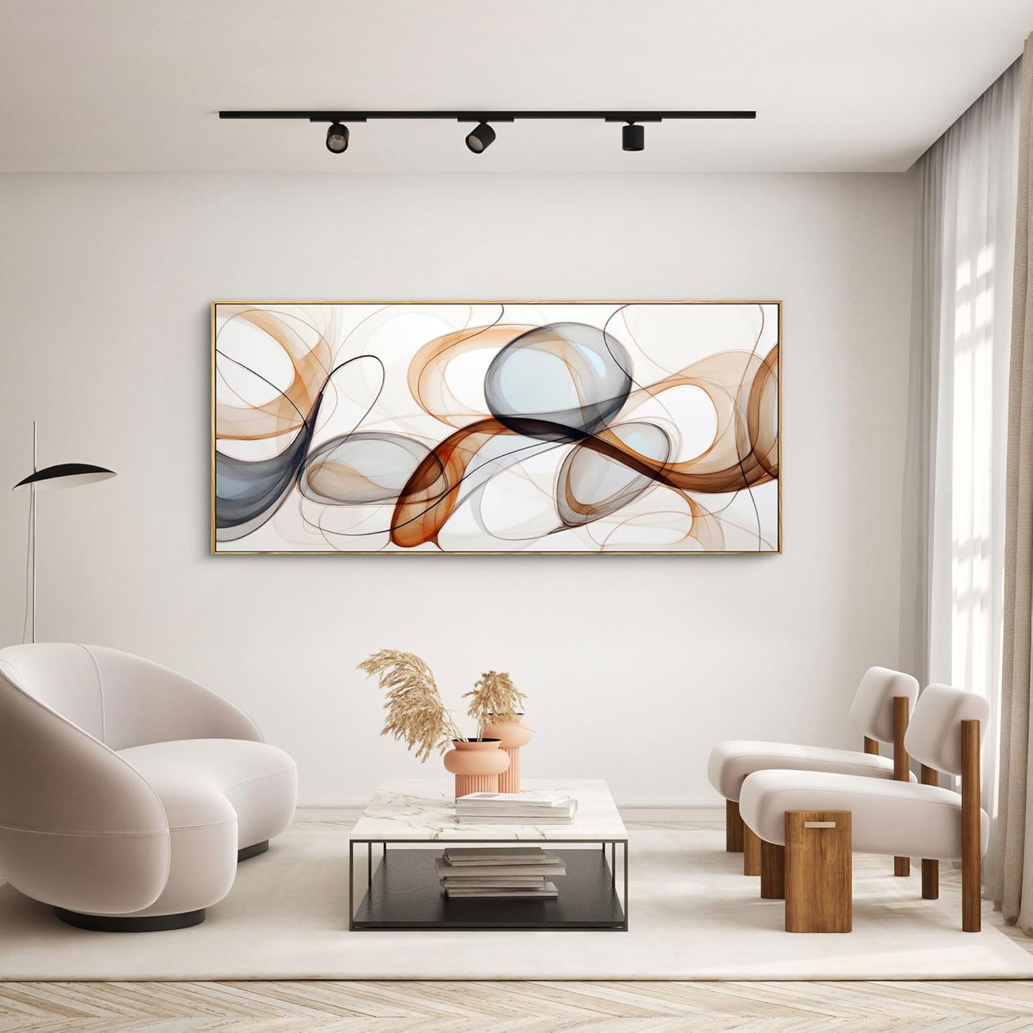 XLSJERST Modern Abstract Wall Art - Deep Spiritualism Art White And Brown Canvas Pictures Artwork Living Room Office Bedroom Wall Decor