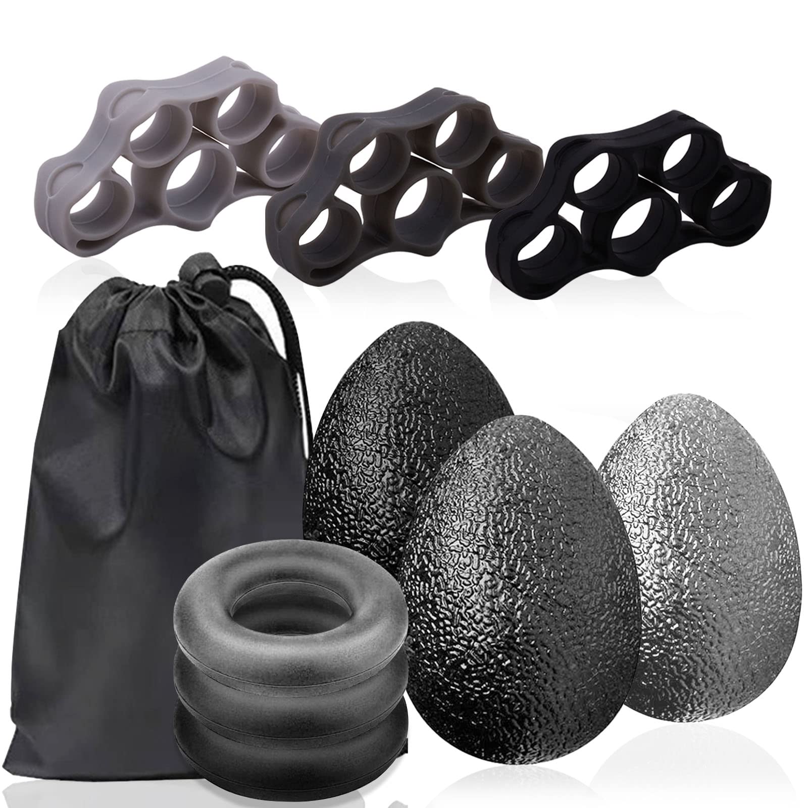 Upgraded Hand Grip Strength Trainer, Finger Exerciser, Grip Ball, Different Resistance Grip Strength Kit (9 Pcs) for Hand Therapy, Rock Climbing, Relieve Pain