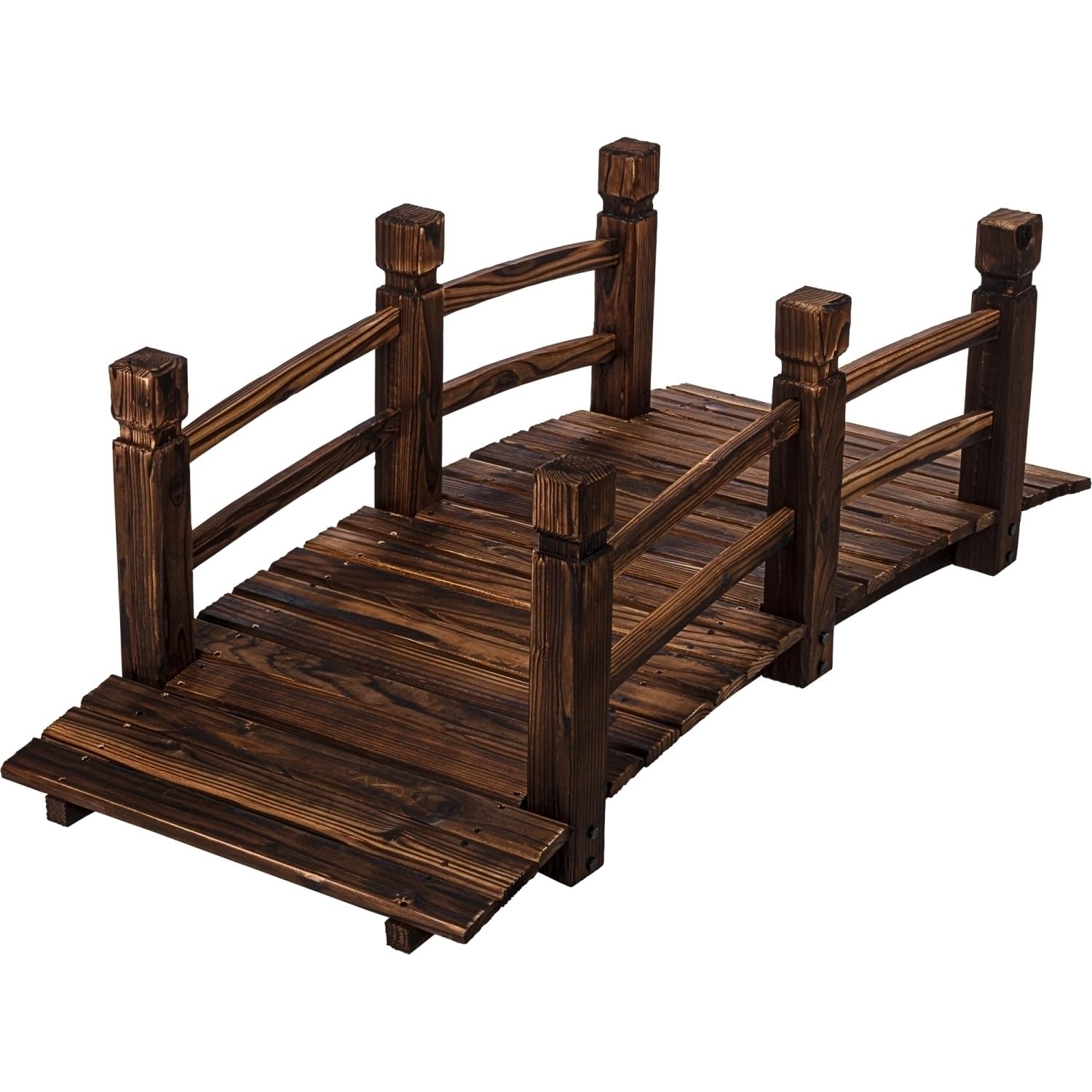 STILISTA Ponte in Legno con ringhiera 150 x 65 x 53 cm, Oliato, Portata Fino a 150 kg, Colore a Scelta, Marrone Scuro