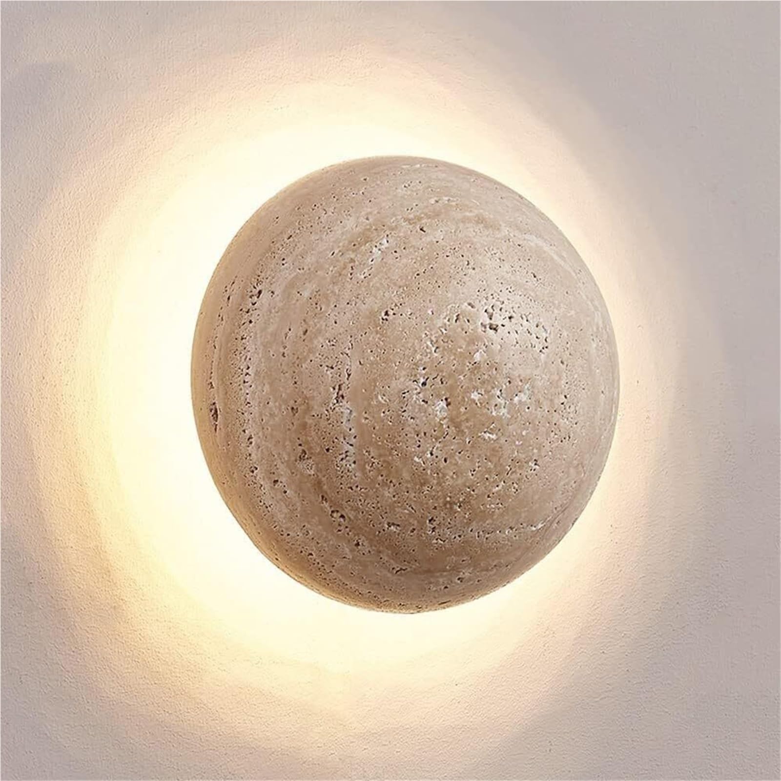 SXSCARKX Wall Mount Light Led Sconce Lamp Wash Nordic Round Natural Stone Globe Hardwired Sconces 15W Indoor for Living Room,Bedroom,Restaurant(3000k)