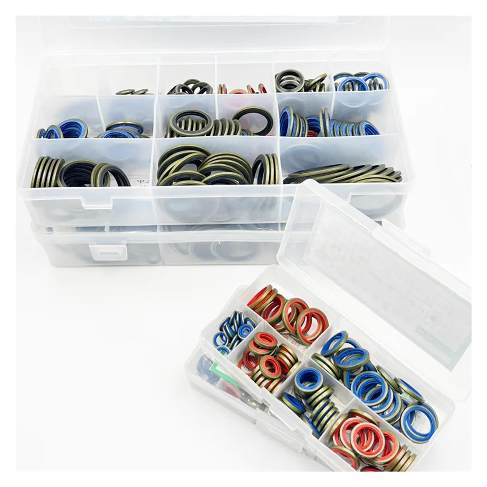 245/100 piezas Junta de sellado de tubería de aceite de caucho hidráulico Kits surtidos de anillo de sello de metal NBR Junta de goma de anillo de sello de tubería de aceite(245pcs(1 set))