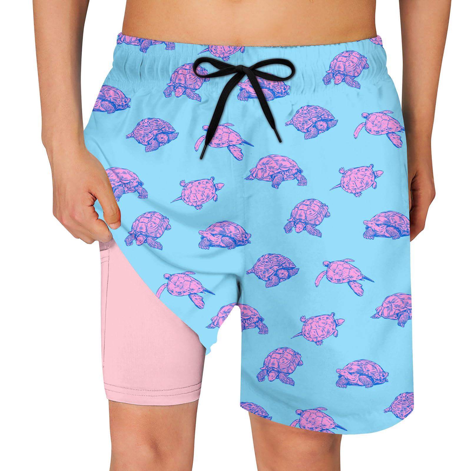 Cozople Boys Swim Trunks with Compression Liner Quick Dry Bathing Suit