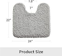 Vista 139 de Alfombra de inodoro blanca 22x24, antideslizante, esponjosa, alfombra de piso para baño en forma de U, lavable, alfombra de contorno para inodoro