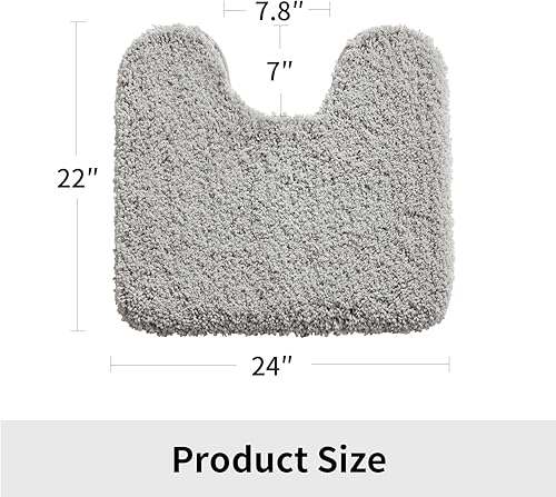 Miniatura 139 de Alfombra de inodoro blanca 22x24, antideslizante, esponjosa, alfombra de piso para baño en forma de U, lavable, alfombra de contorno para inodoro