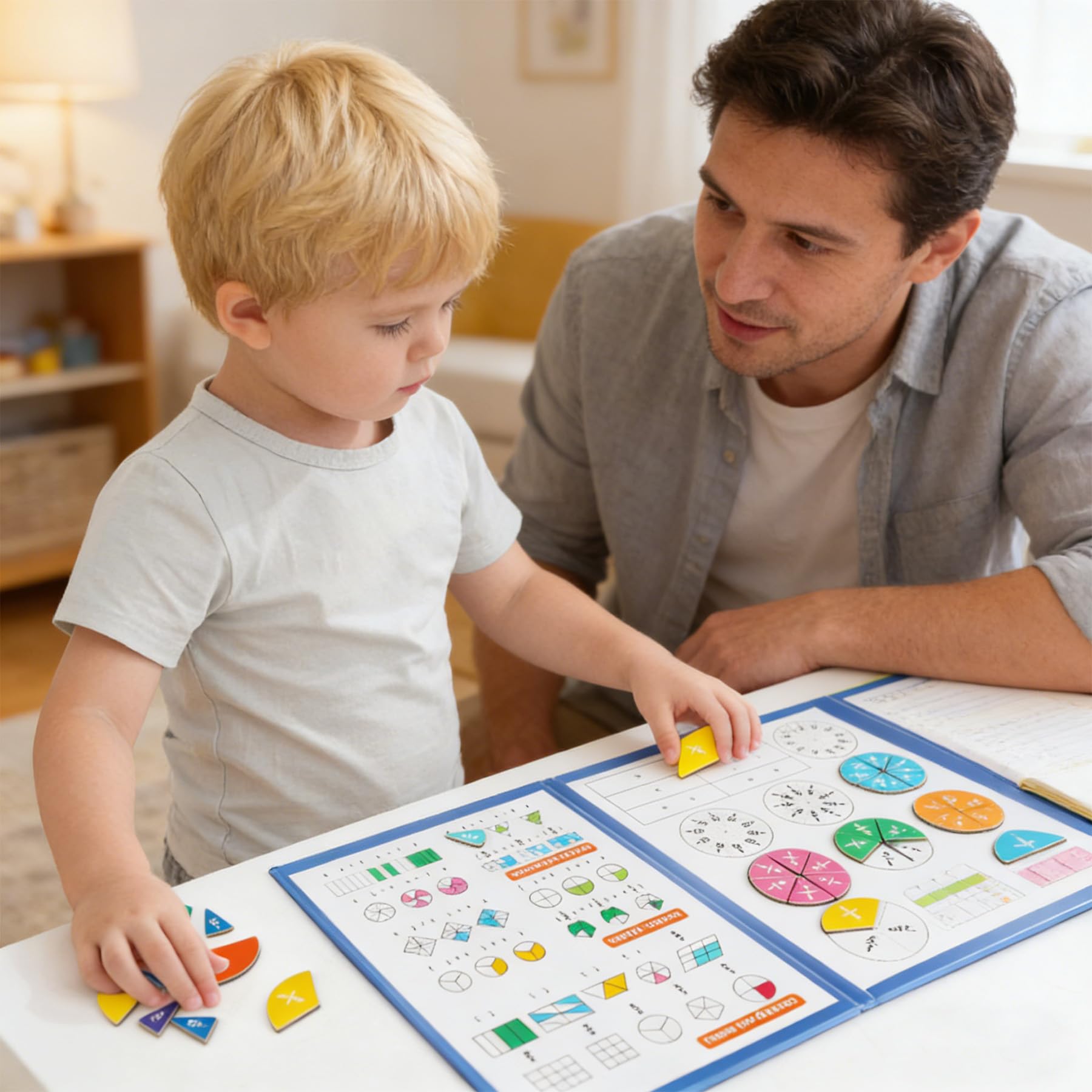 Piastrelle Magnetiche per Frazioni, Cerchi di Frazione con Percentuali e Decimali - Set Materiali Matematica Montessori