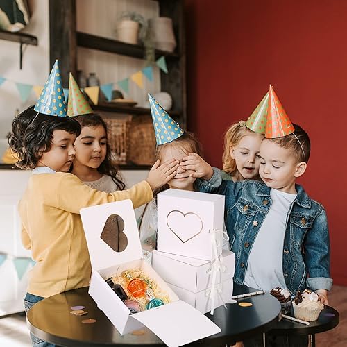 Miniatura 6 de Dekun 3 cajas de regalo con tapas a granel para regalos, cajas de papel con forma de corazón de 9 x 9 x 4 pulgadas, perfectas para regalos de dama