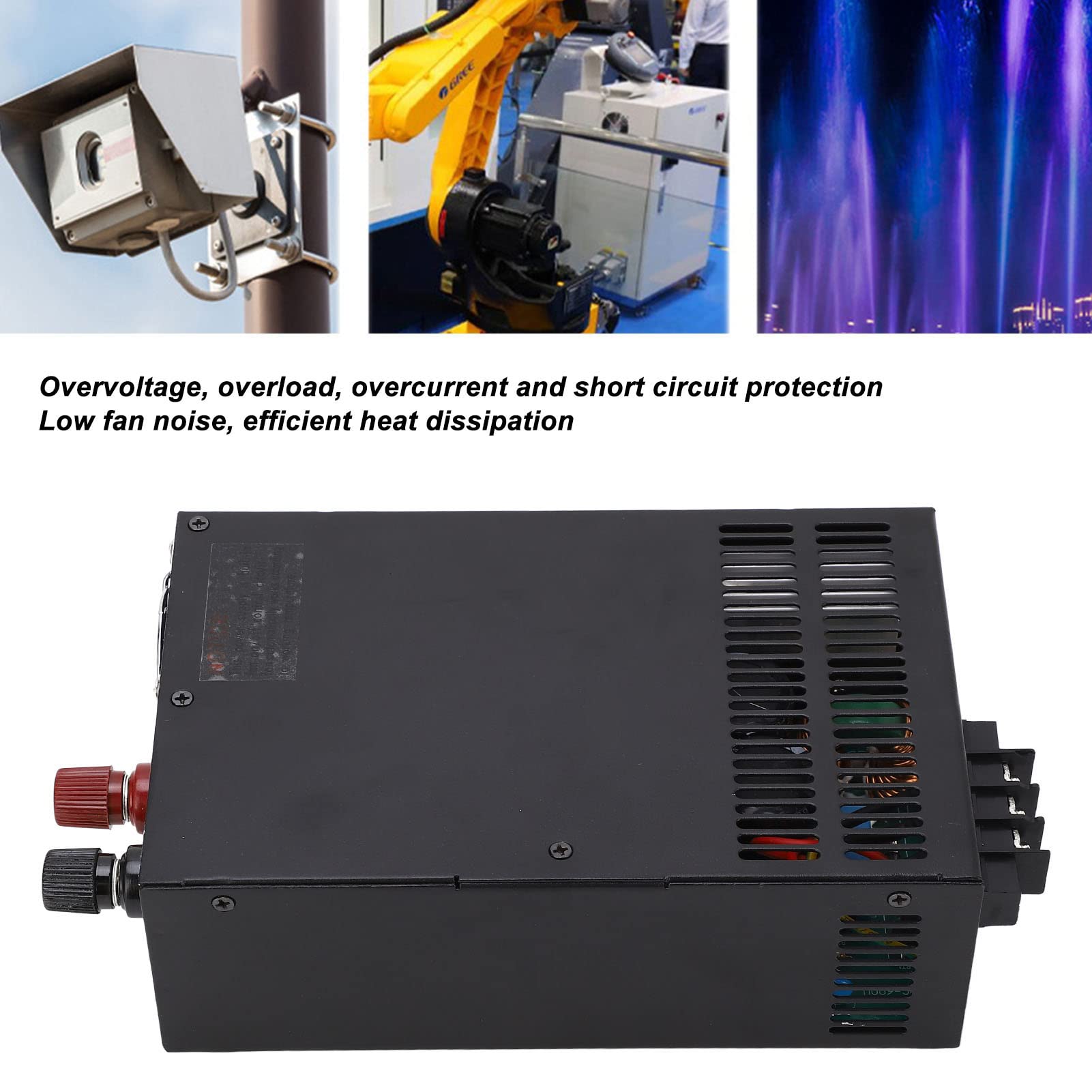Oumefar Fuente de Alimentación CC de 800W Fuente de Alimentación Conmutada Ajustable Uso Industrial Entrada de 380V Diseño de Acero Inoxidable (12V)