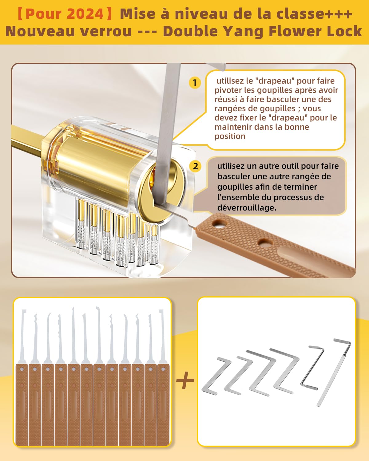 Eventronic 36+5 Pièces Kit de Crochetage Serrure, [2026 Nouvelle Serrure La Plus Difficile] Lock Picking Kit avec 5 Serrures Transparentes, Instructions Détaillées pour Serruriers et Novices