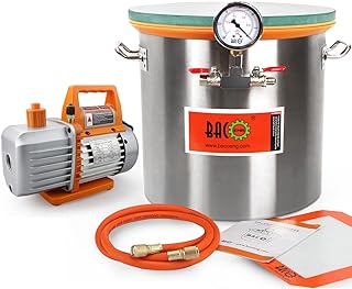 BACOENG 5 Gallon 4.5 CFM Tempered Glass Lid Vacuum Chamber with Pump, Degassing Chamber Kit for Stabilizing Wood, Degassing Silicones and Epoxies