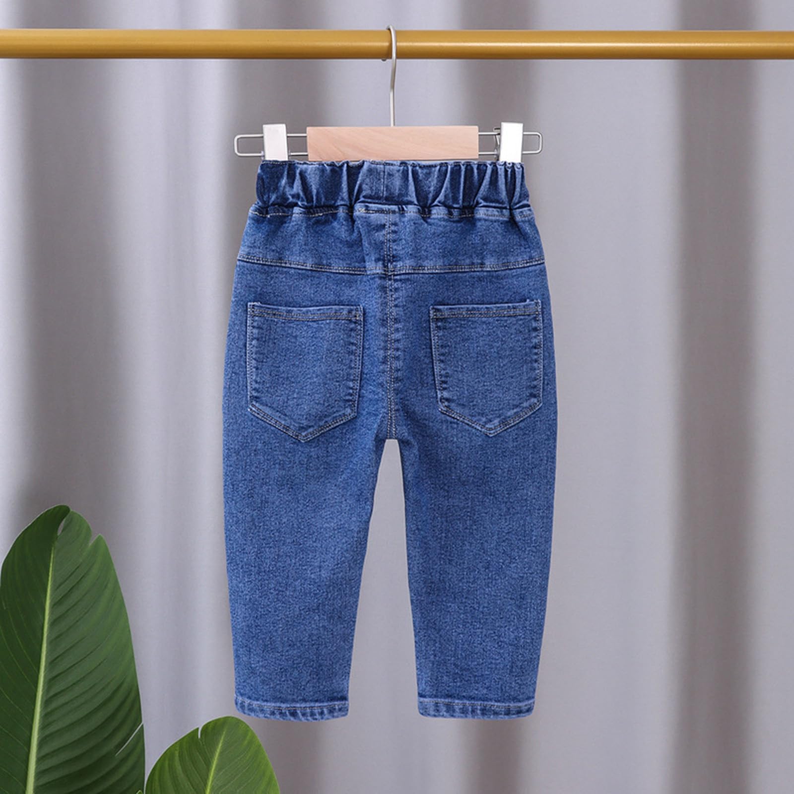 Generisch Jean pour fille - Coupe large - Taille moyenne - Coupe droite - Jeans pour petite fille - Coupe skinny - Pantalon en denim avec taille élastique - Pantalon pour tout-petits