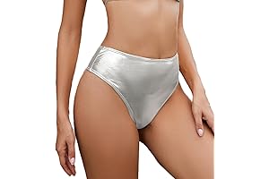 Metallic High Waisted Silver Bikini Bottoms
