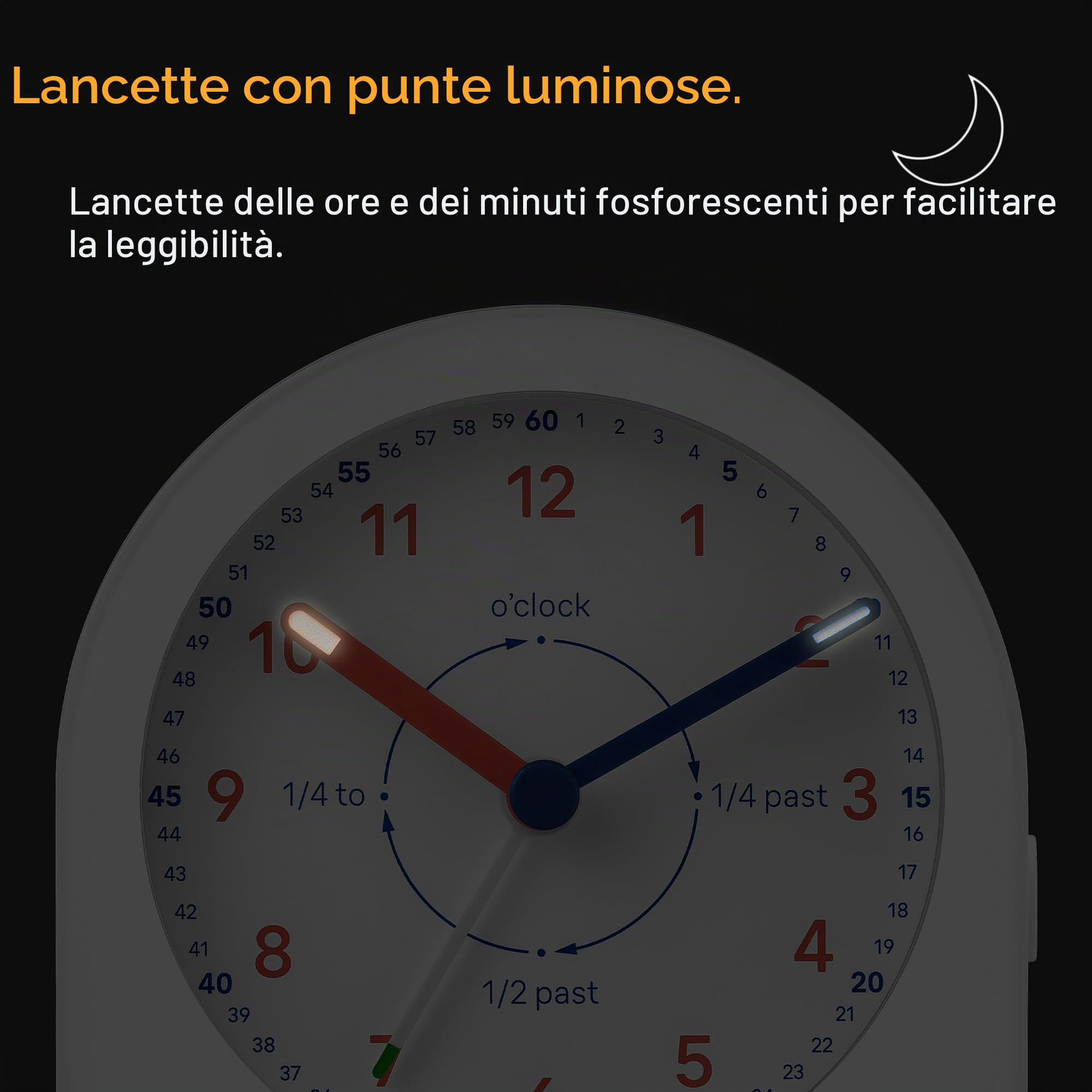 Braun Sveglia didatticoda analogica funzione snooze e retroilluminazione continua, movimento silenzioso al quarzo, quadrante facile da leggere, suoneria incrementale, bianca, modello BC22TW.