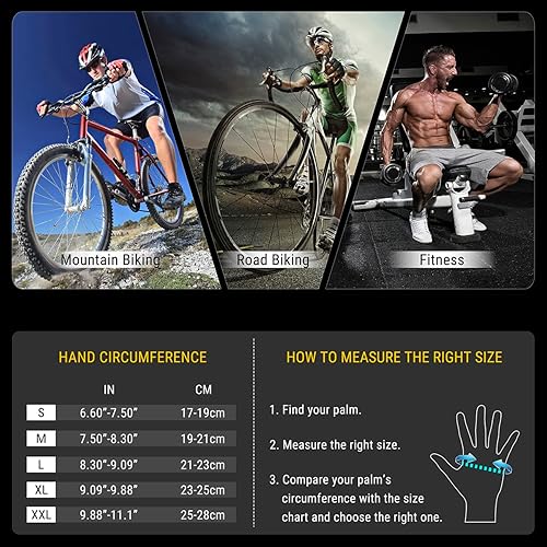 Miniatura 6 de RIVBOS Guantes de ciclismo para hombres y mujeres con almohadilla antideslizante que absorbe los golpes para bicicletaentrenamientobicicleta de