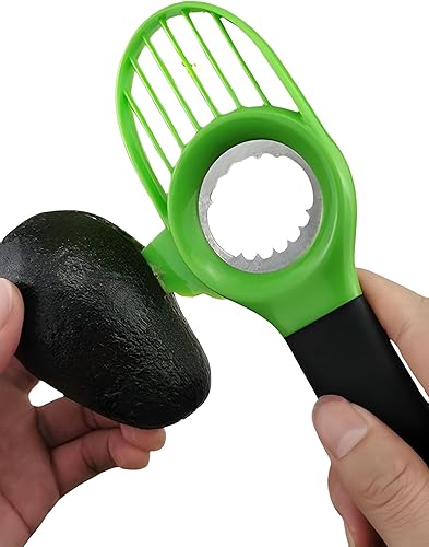 Cortador de aguacate 3 en 1 y removedor de hoyos, cortador de aguacate, juego de herramientas de aguacate con acero inoxidable, perfecto para picar,