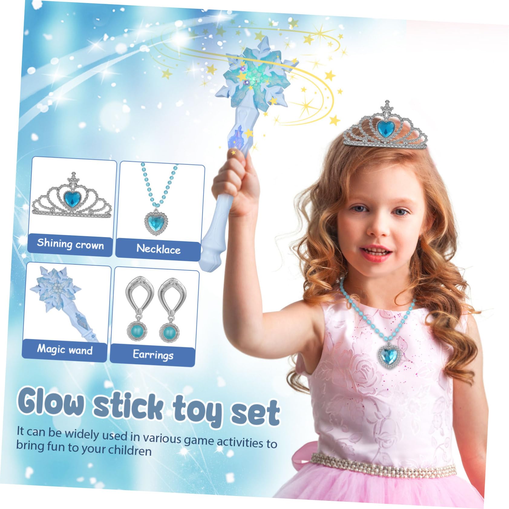 Varita Mágica Destellante para Luminoso de Fiesta con Luz LED Decoración Atmosférica para y Cumpleaños Juguete Seguro y Duradero Color Azul Degradado
