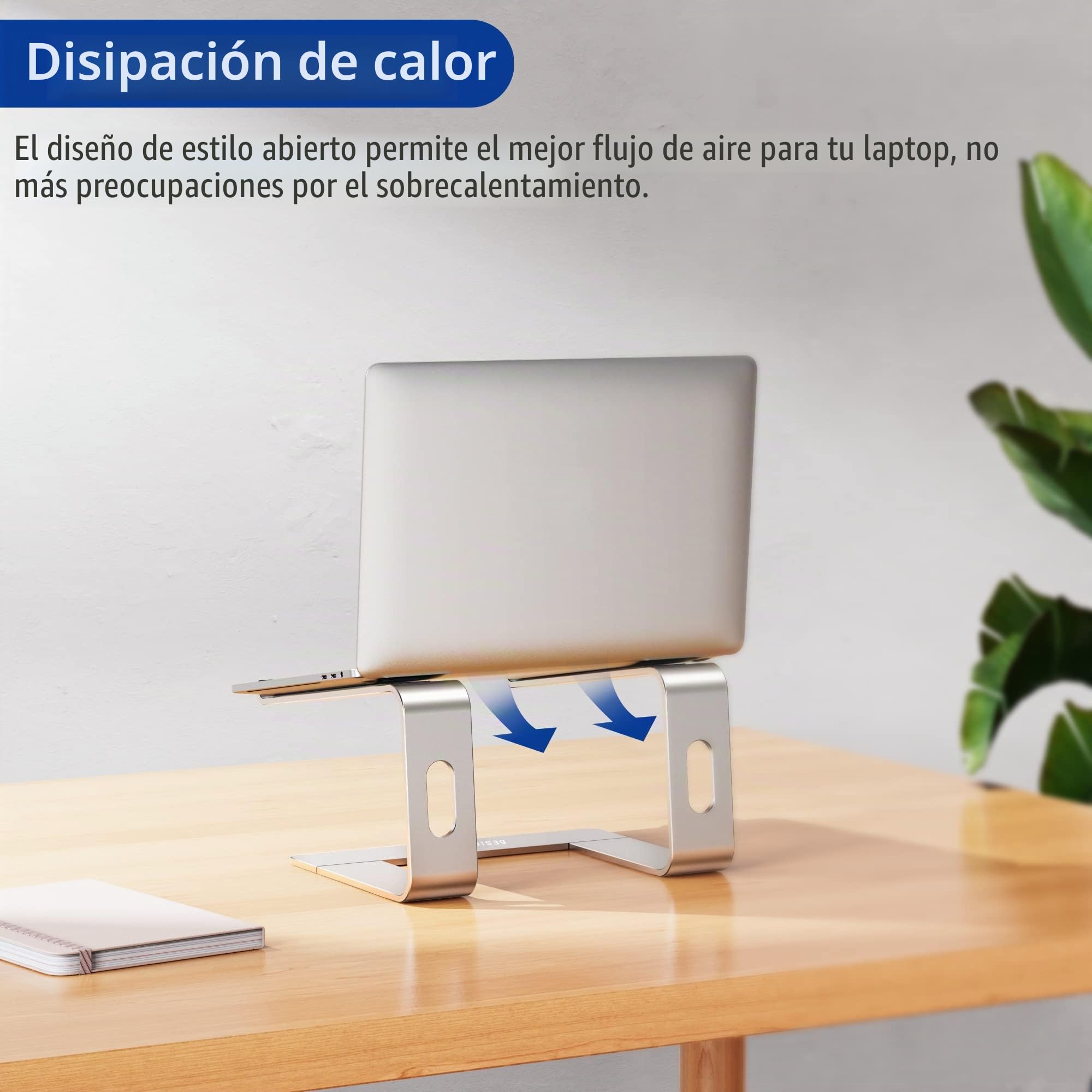 BESIGN LS03S Soporte Portátiles, Soporte de Aluminio Ergonómico para Portátiles Compatible con 10-15,6", Metal Plata