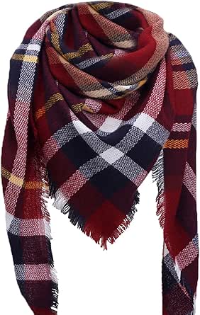 Lyknub Sciarpa Lunga Da Donna Scozzese Blu E Bianca Da Donna Sciarpa - Foto 2