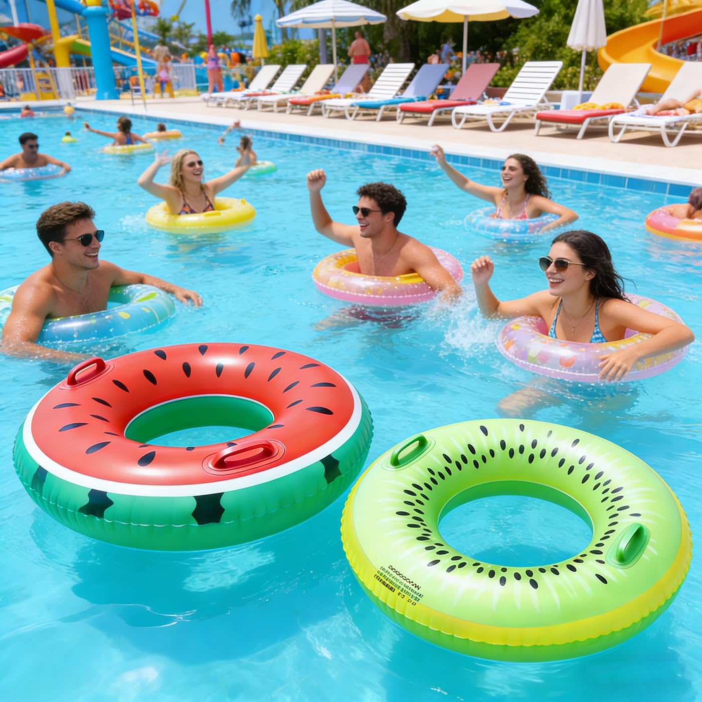 2PCS XL Inflatable Pool Float,47IN Floaties Rafts for Adults Floating Lounger Sun Tanning Big Inflatable Round Floats Cool Water Floaty Swimming Lake Beach Party