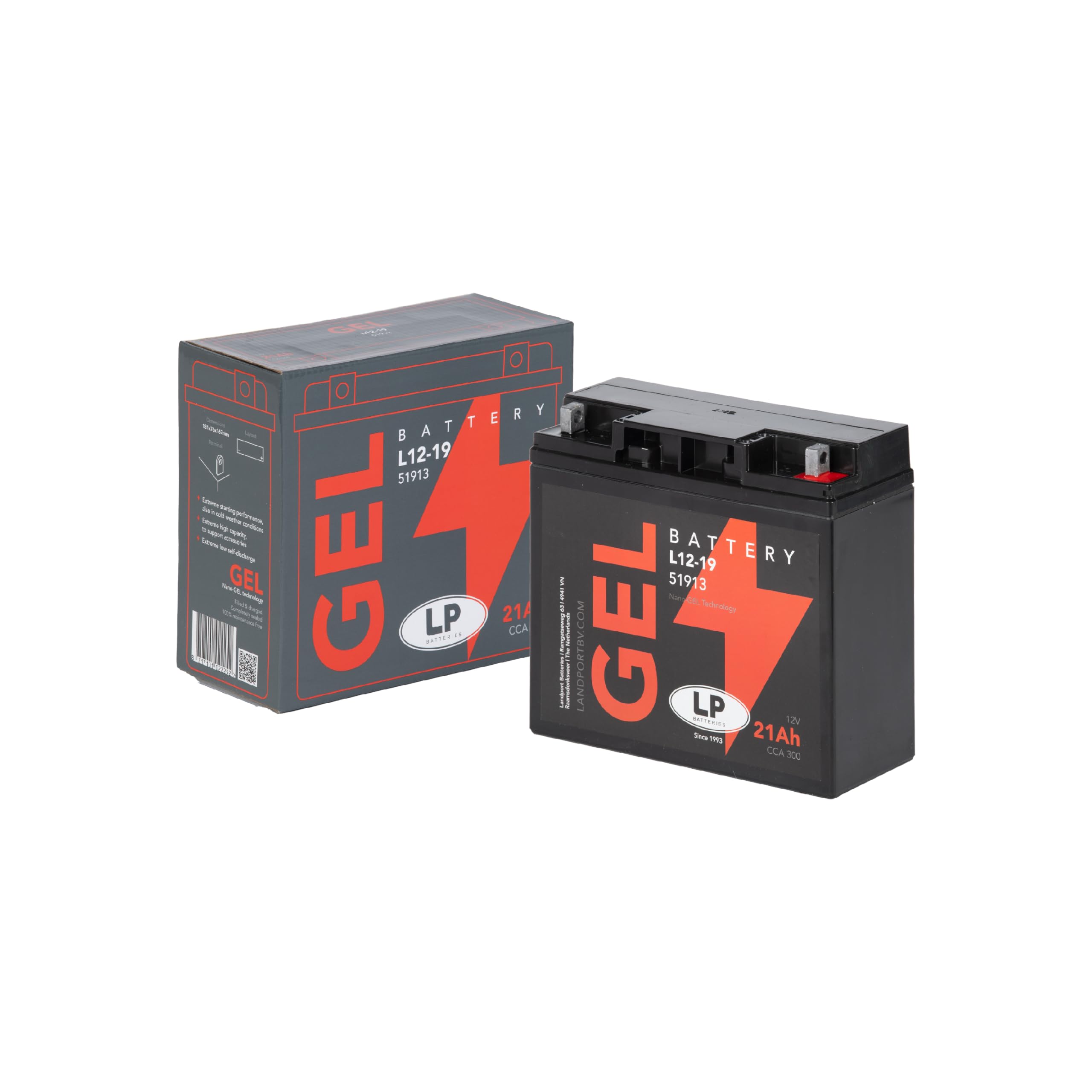 Batería de Gel para Moto Landport LP 12Volt, 21Ah /10Hr, 300CCA - MG L12-19