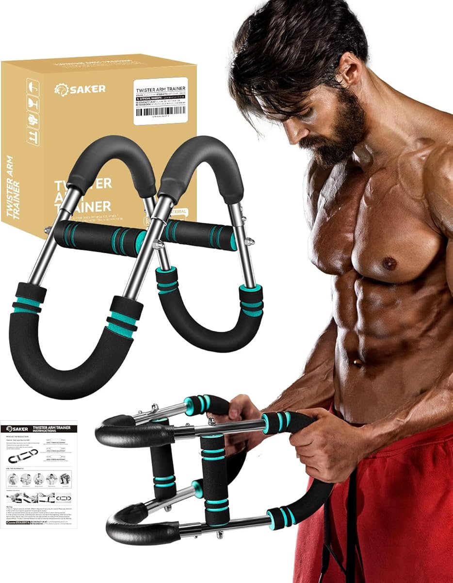 Saker Twister Arm Trainer, PowerTwist Arm Trainer, Adjustable Forearm Strengthener, Arm Exercise Equipment, Chest Workout Equipment, Portable Spring Resistance for Home Gym Equipment