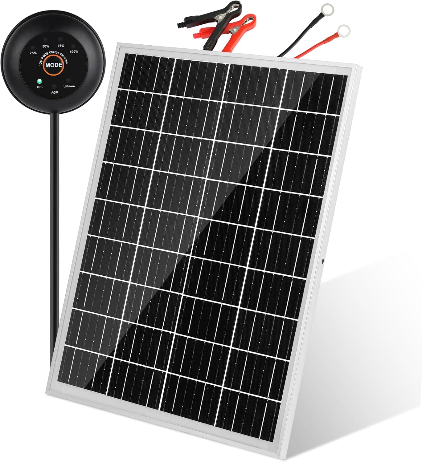 TBER Solar Panel Kit 25W 12V Solar Battery Trickle Charger Maintainer PRO with Built-in Ultra Smart PWM Charging Controller, 12 Volt Waterproof Solar Panels for Car RV Boat Camper Motorcycle Trailer