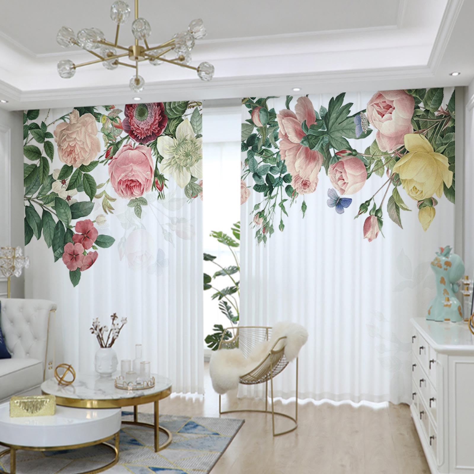 Rideau opaque fleurs roses occultant pour bloquer la lumière du jour en chambre