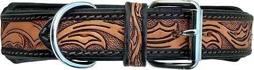 Miniatura 3 de Affilare Collar de cuero para perro, estilo occidental, resistente, hecho a mano, con cuentas ajustables y acolchado, suave para cachorros y perros