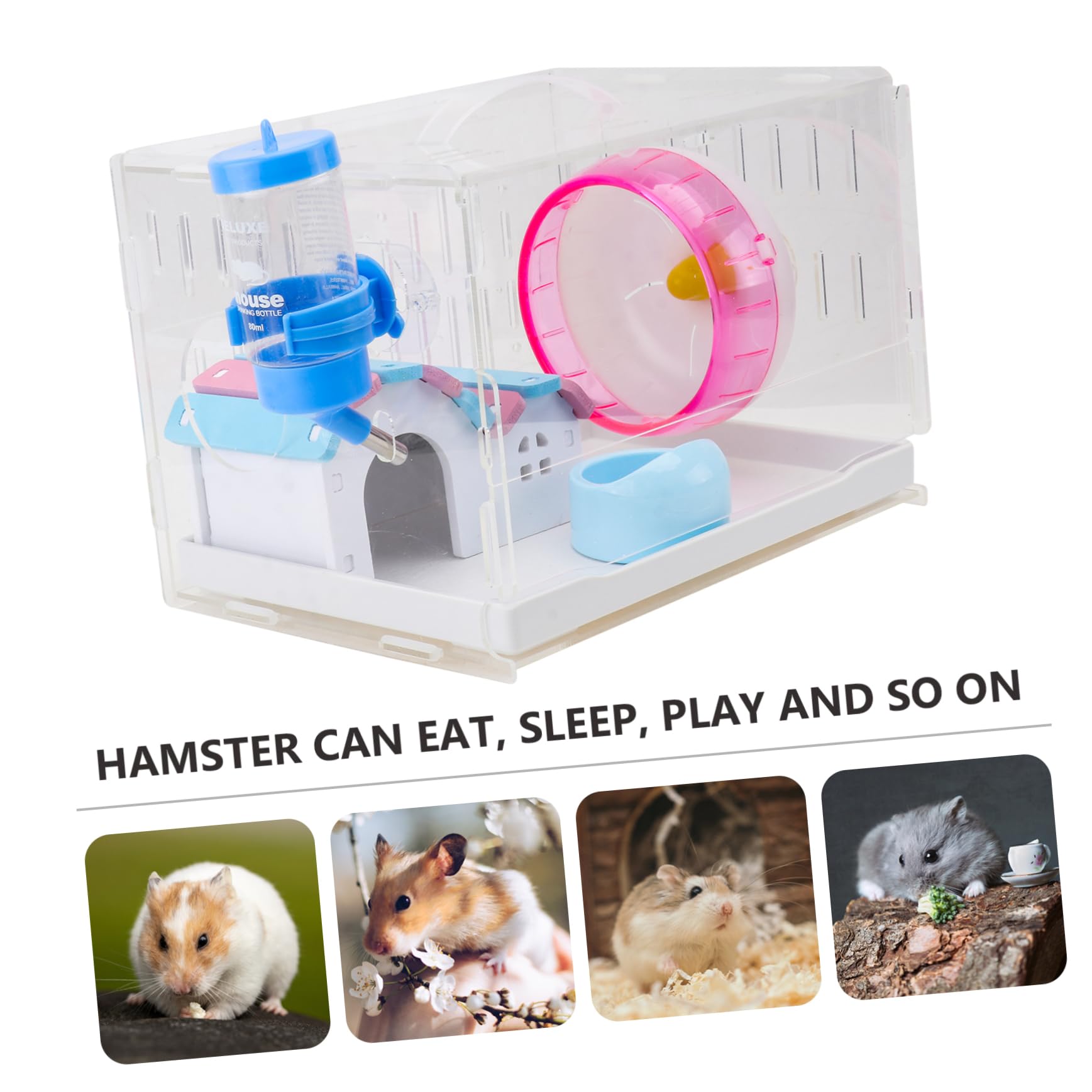 BESPORTBLE Cage à Hamster en Acrylique, 1 Set, Tiroir Amovible, Légère et Décorative, Maison pour Hamster Domestique, Facile à Déplacer Couleur Aléatoire