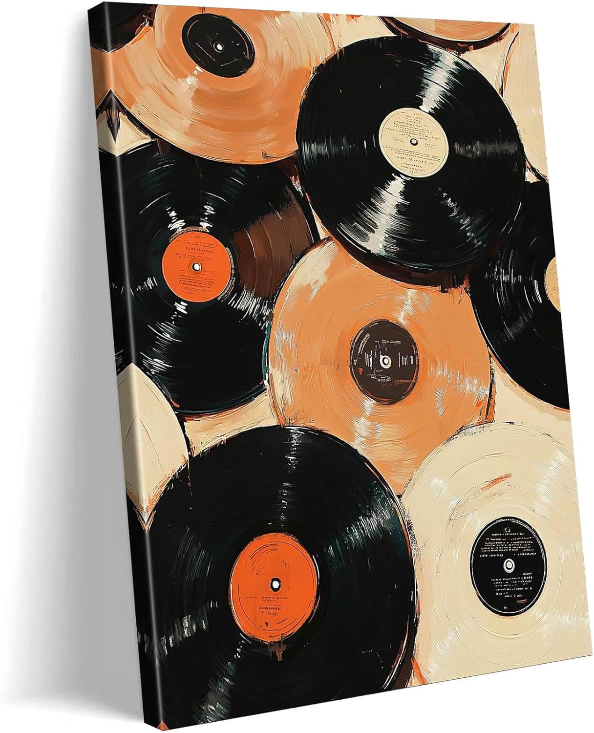 90s Vintage Music Vinyl Records Framed Poster Trendy Modern Music Canvas Wall Art Vintage Minimalist Aesthetic Artwork Prints for Living Room Bedroom Dorm Wall Decor 12X16 inch